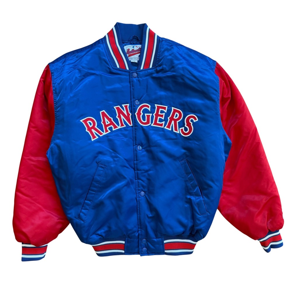 Vintage Starter Diamond Collection Texas Rangers Satin Jacket Blue Red Mens M